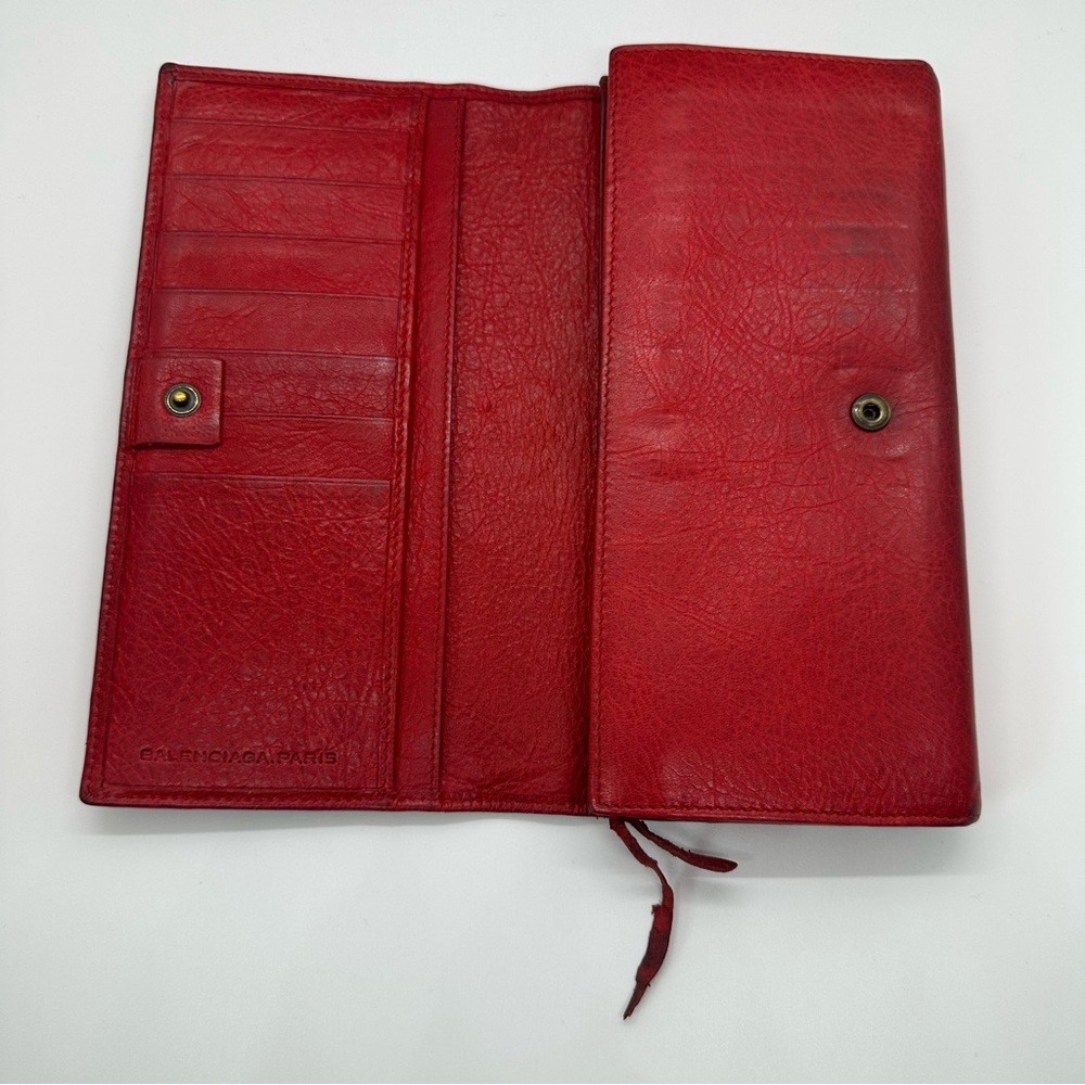 Balenciaga | Red Agneau Classic Hardware Money Long Continental Wallet - Picture 3 of 13
